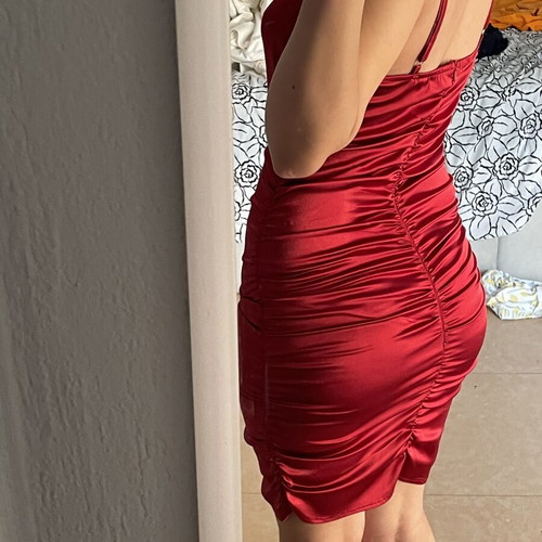 Shein red satin tight summer dress, size M