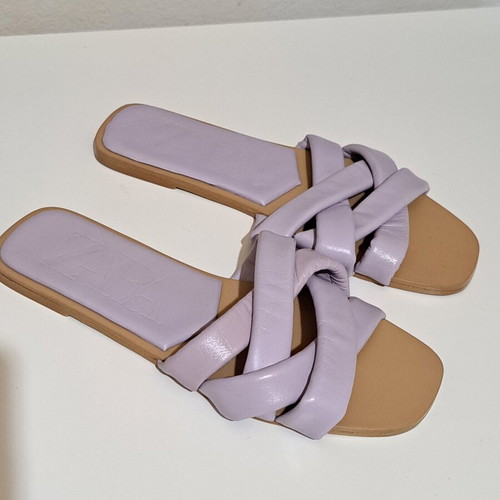 Zara women's leather sandals lilac size 36 new