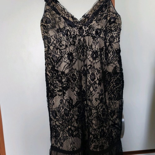 Women's dress black lace with beige new, classic piece