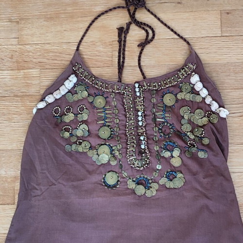 Boho Halter Top Milk & Honey London size M like new, brown with charms