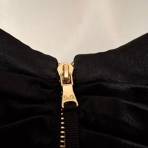 Vintage Dolce & Gabbana Black Silk Ruched Mini Dress IT42 like new