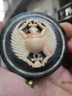 Ancient Egyptian Mythology Symbol Carved Handmade Scarab and Ankh like new