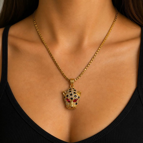 Pendant with Venetian chain made of stainless steel and crystals new
