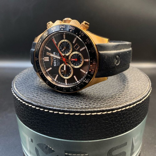 Sector 230 Chronograph watch like new, black and rose gold