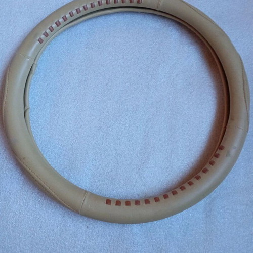 Steering wheel cover beige leather medium 37 cm like new