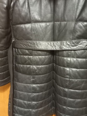 Newton leather long coat black like new with thick lining