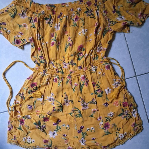Bershka Off-Shoulder Romper mustard yellow, like new