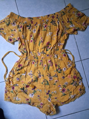 Bershka Off-Shoulder Romper mustard yellow, like new