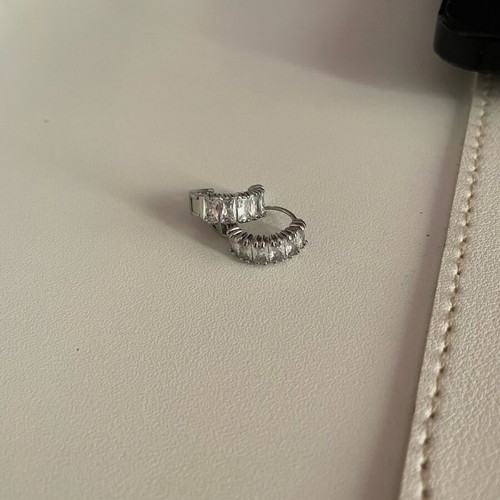 Earrings hoop new, asymmetrical shiny silver