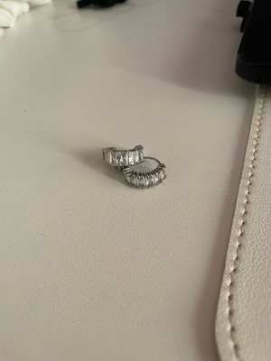 Earrings hoop new, asymmetrical shiny silver