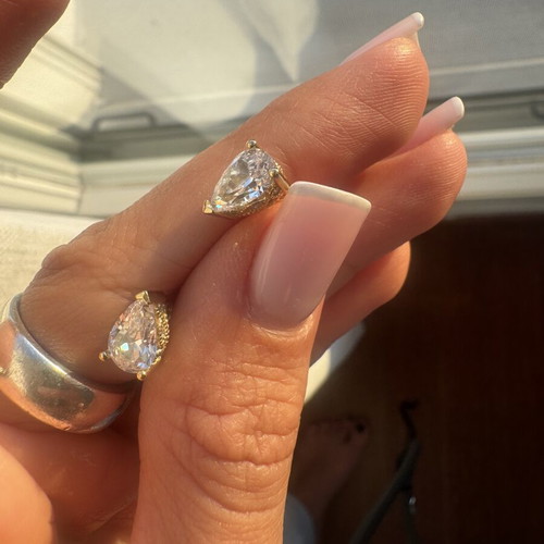 Zina drop-shaped earrings like new, silver gold-plated with zircon stones