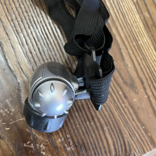Headlamp used, 3xAAA batteries, 3 lighting modes and strobe