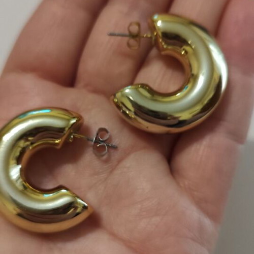 Earrings gold-colored hoops new, stainless steel