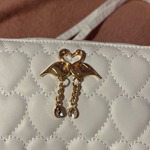 Women's small shoulder bag new, white with gold details