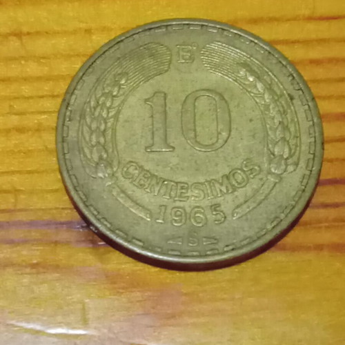 10 Centesimos Chile 1965 like new, aluminum-silver alloy