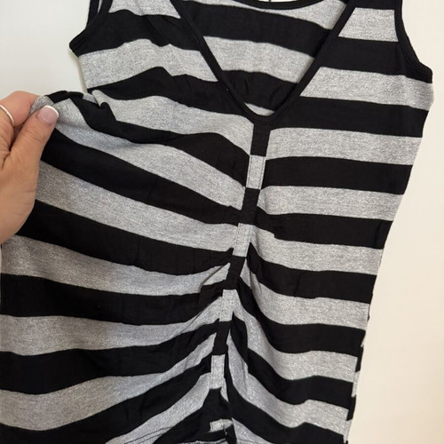 Bershka blouse with subtle shine in gray stripes, size M, like new