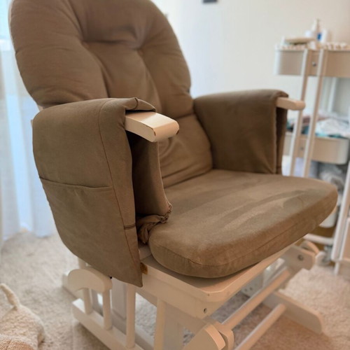White-Grey Nursing Glider Chair with Stool