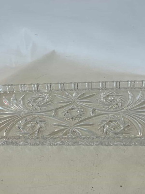 Crystal serving tray with embossed designs 34x15