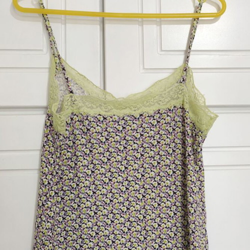 Lingerie printed top with lace, gift baby pink