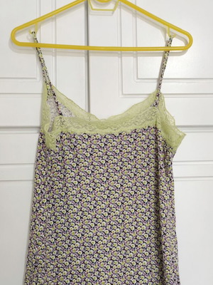 Lingerie printed top with lace, gift baby pink