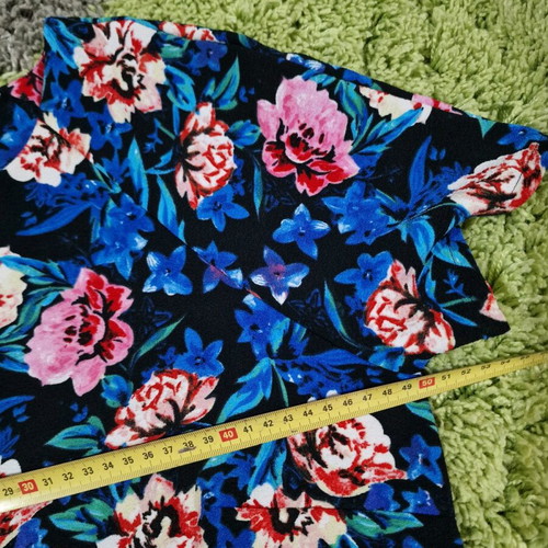 Atmosphere blue electric floral pattern dress women size L like new