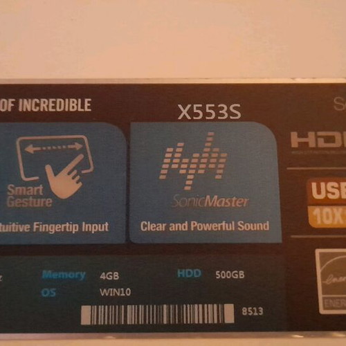 Asus laptop used with 4GB memory and 500GB storage