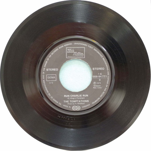 The Temptations Law of the Land & Run Charlie Run 7'' vinyl used, R&B Soul