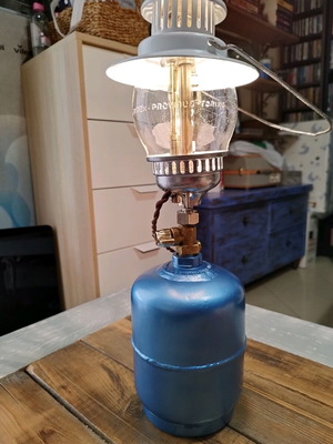Propane table lamp used, restored, Italian Giletta Torino vintage