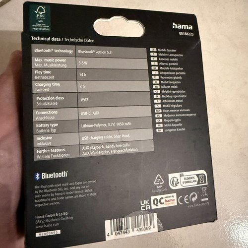 Hama Pocket 3.0 Bluetooth Speaker new, sealed