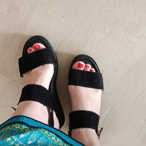 Platform sandals size 41 used, black and brown, comfortable