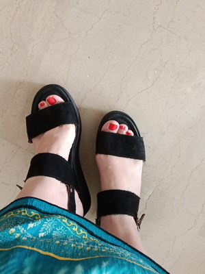 Platform sandals size 41 used, black and brown, comfortable