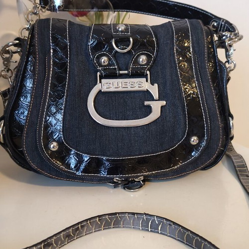 Guess shoulder and crossbody bag used, black and blue denim