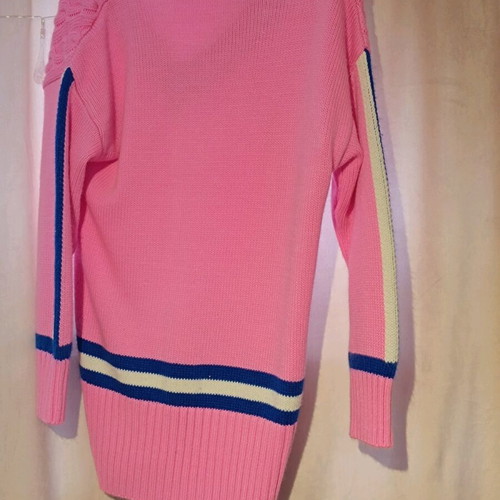 Long knitted sweater in pink used, size M