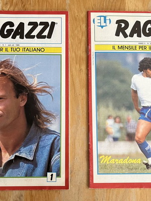 Ragazzi Italian learning magazines, level B, like new, issues 1 & 3 1989