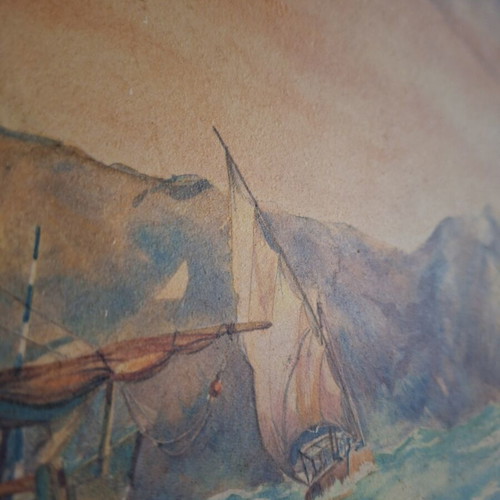Painting with nautical theme used, 45×32 cm
