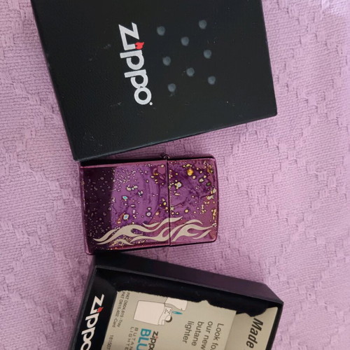 Zippo lighter purple tribal used with color wear