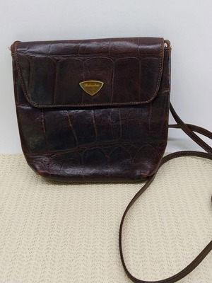 Bodenschatz vintage brown embossed leather women's shoulder bag