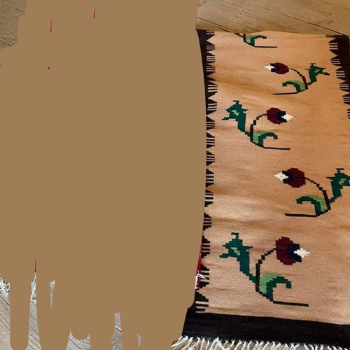Handmade rug used, woven on loom
