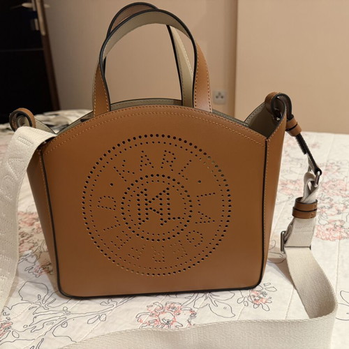 Karl Lagerfeld leather shoulder and handbag, brown