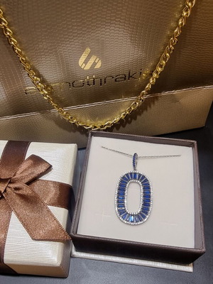 Silver 925 pendant necklace with zircon stones, plated