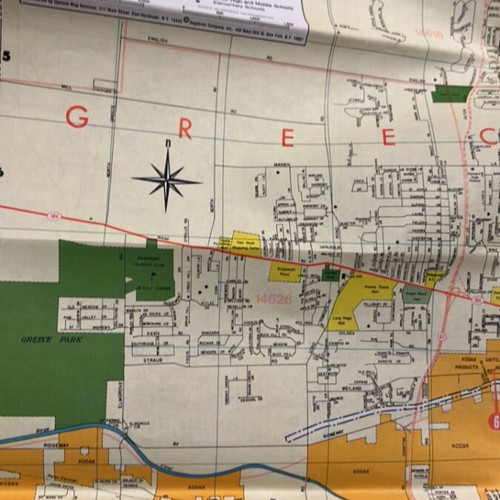 Rochester NY Road Map used, 1980s Americana with Kodak