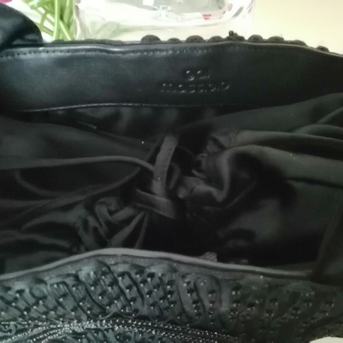 Gai Mattiolo shoulder bag used black beaded embroidery satin