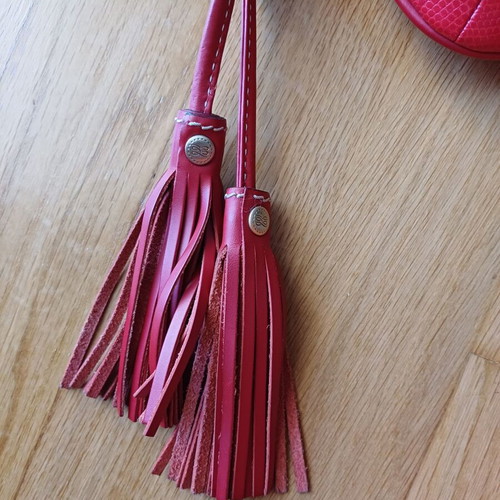 Lancel shoulder bag used, red leather with embossed texture