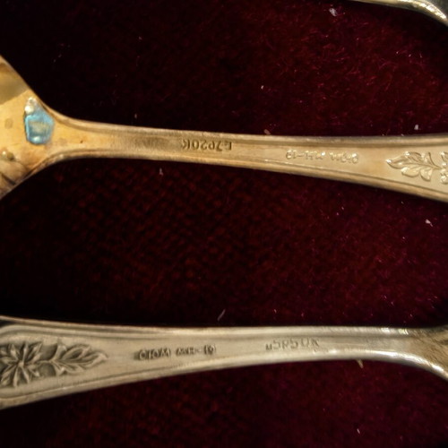 Set of 12 Vintage Soviet Gold-Plated Spoons Melchior USSR