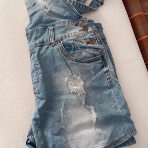 Denim short overalls, blue, size XXL