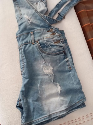 Denim short overalls, blue, size XXL