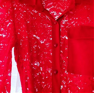 Δαντελένια ολόσωμη φόρμα σε κόκκινο χρώμα