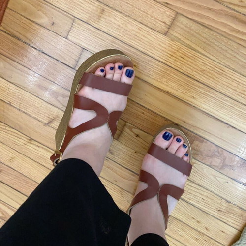 Brown leather platform sandals like new, size 41 fitting 40