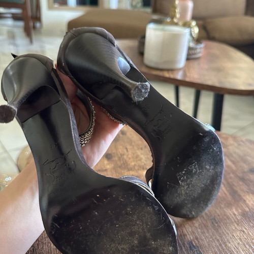 Chaniotakis leather sandals used, brown with rhinestones, size 36
