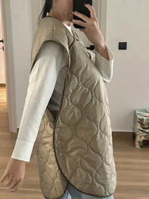 H&M Sleeveless Quilted Oversized XS/S Vest Like New Green
